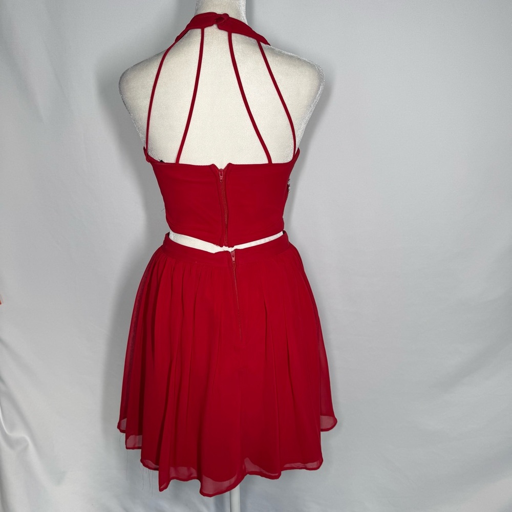 B. Darlin Red 2-Piece Embellished Prom Homecoming Formal Dress - Size 1/2 - Picture 6 of 13